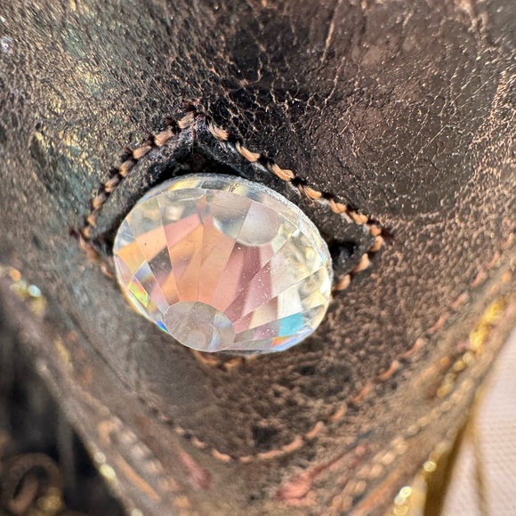 Custom Corral Elegant Gold and Brown, glittered, rhinestone Heeled Boots - Picture 4 of 13